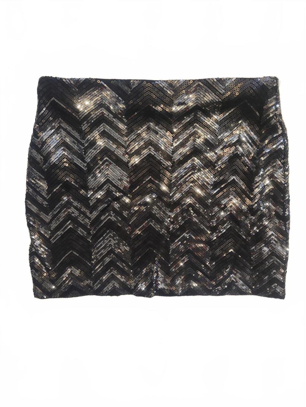 Rock 47 Black Sequin Mini Skirt. Womens Size XL. 16.5 top to bottom.